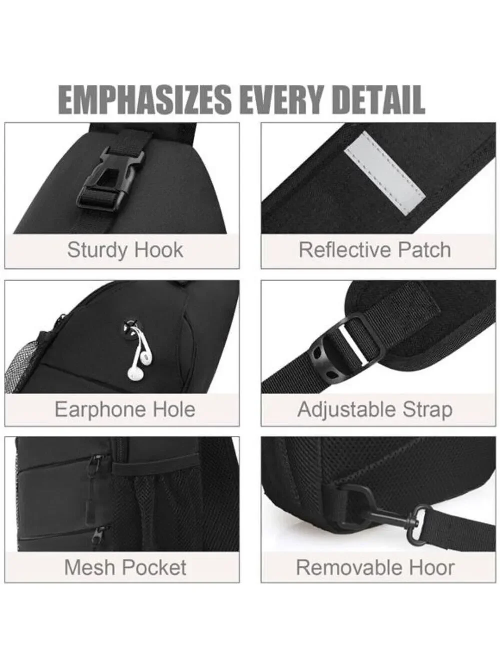 Waterproof Crossbody Bag for Men Women Travel Hiking Chest Sling Bag